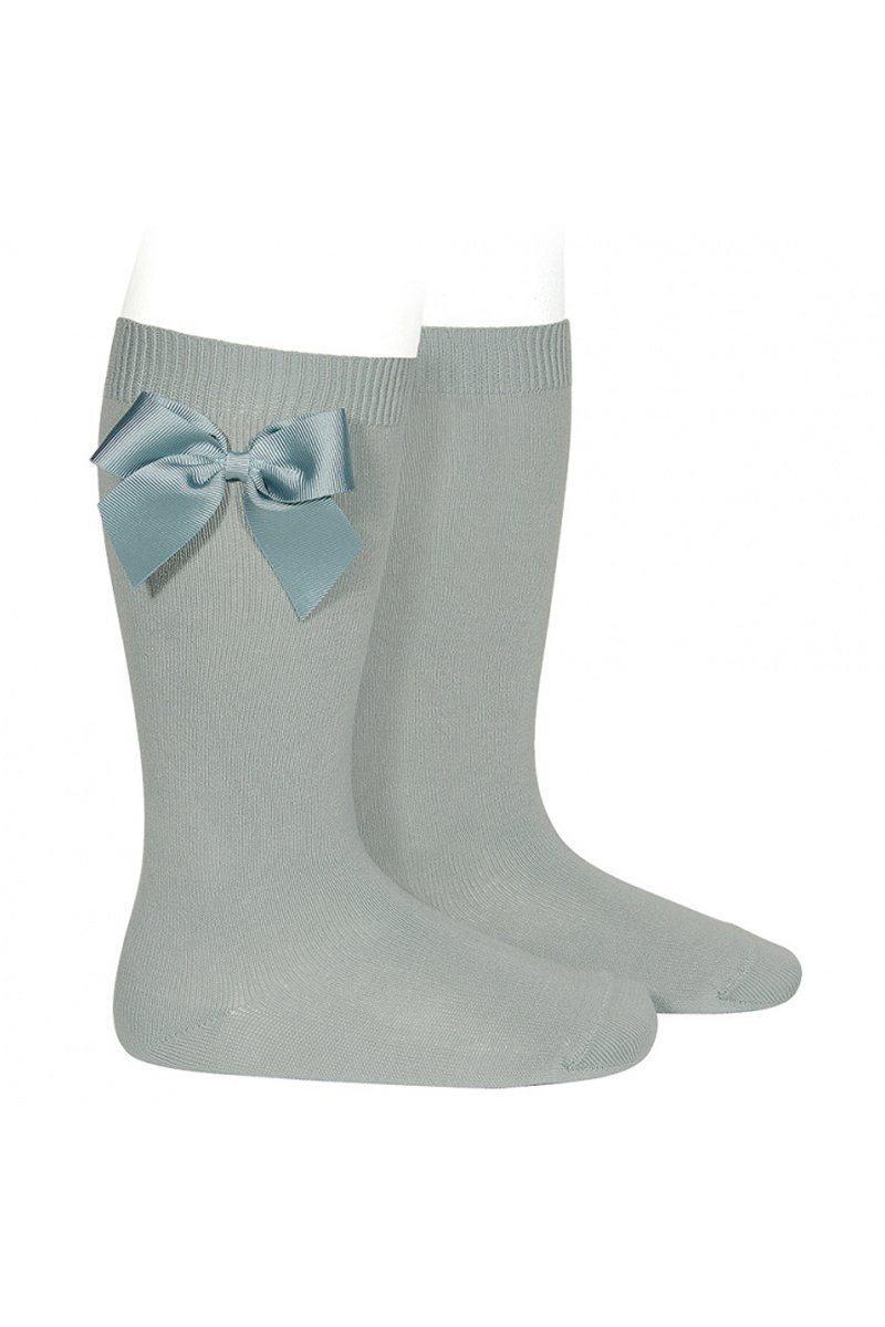 Condor Sage Green Grosgrain Bow Knee High Socks - Millie and John