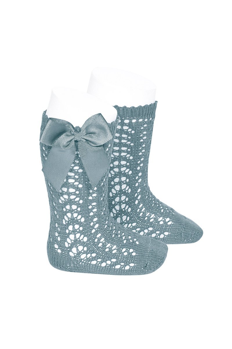 Condor Sage Green Lace Openwork Bow Socks - Millie and John