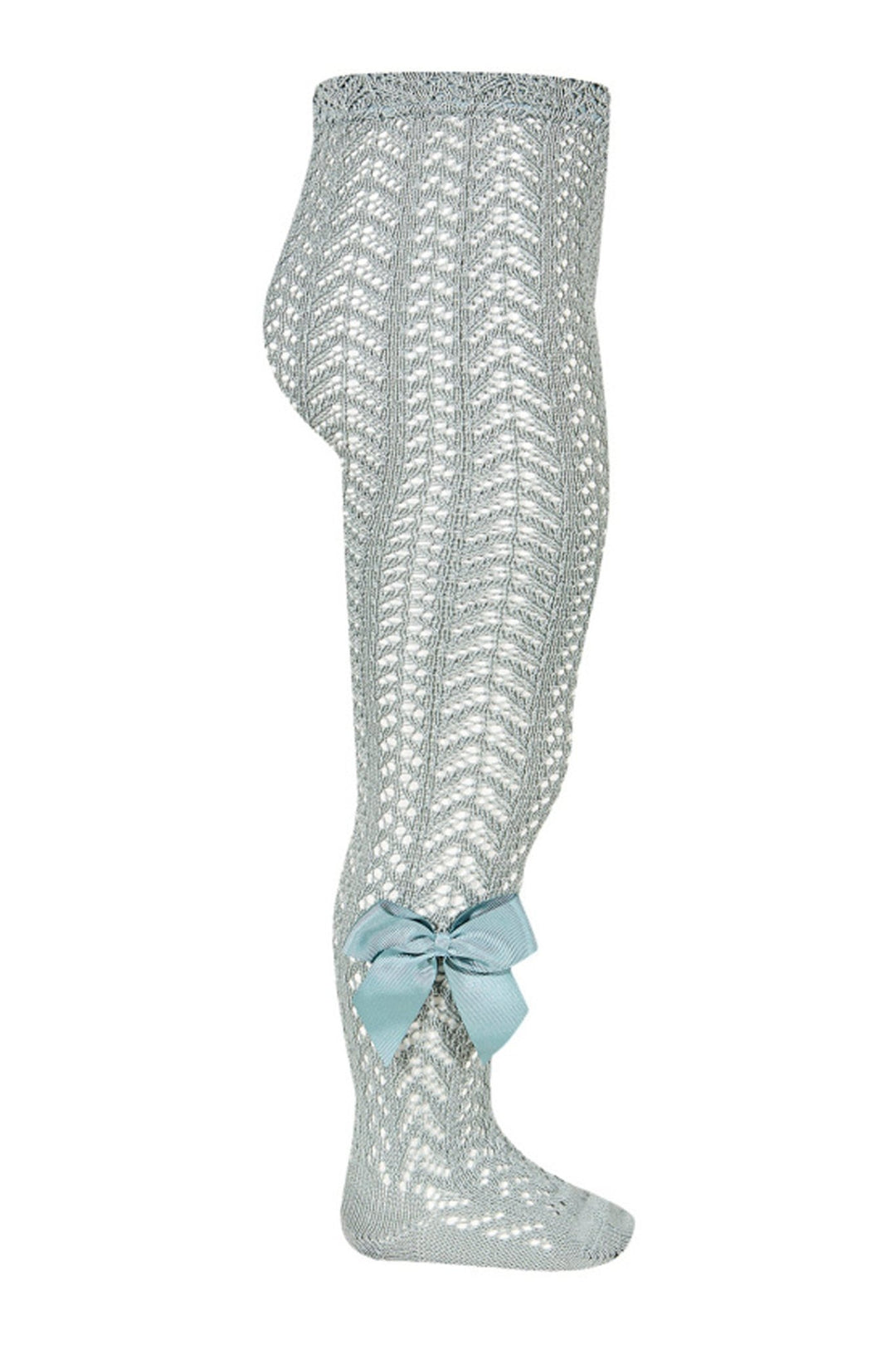 Condor Sage Green Lace Openwork Bow Tights - Millie and John