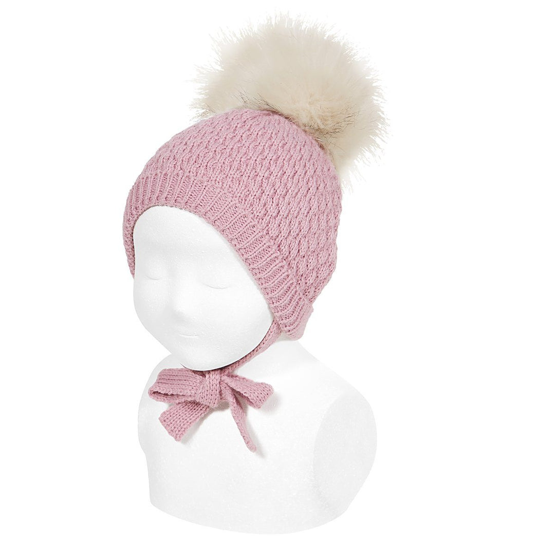 Condor Tamarisk Faux Fur Pom Pom Hat with Ties - Millie and John