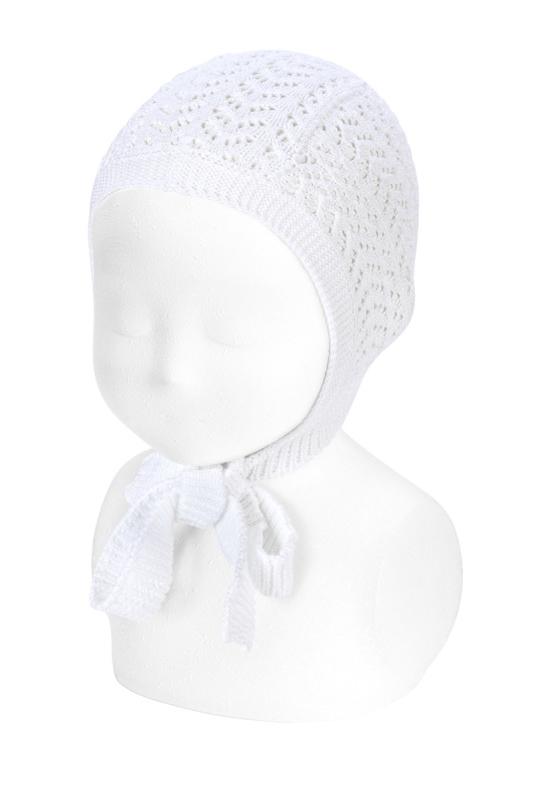 Condor White Lace Openwork Bonnet - Millie and John