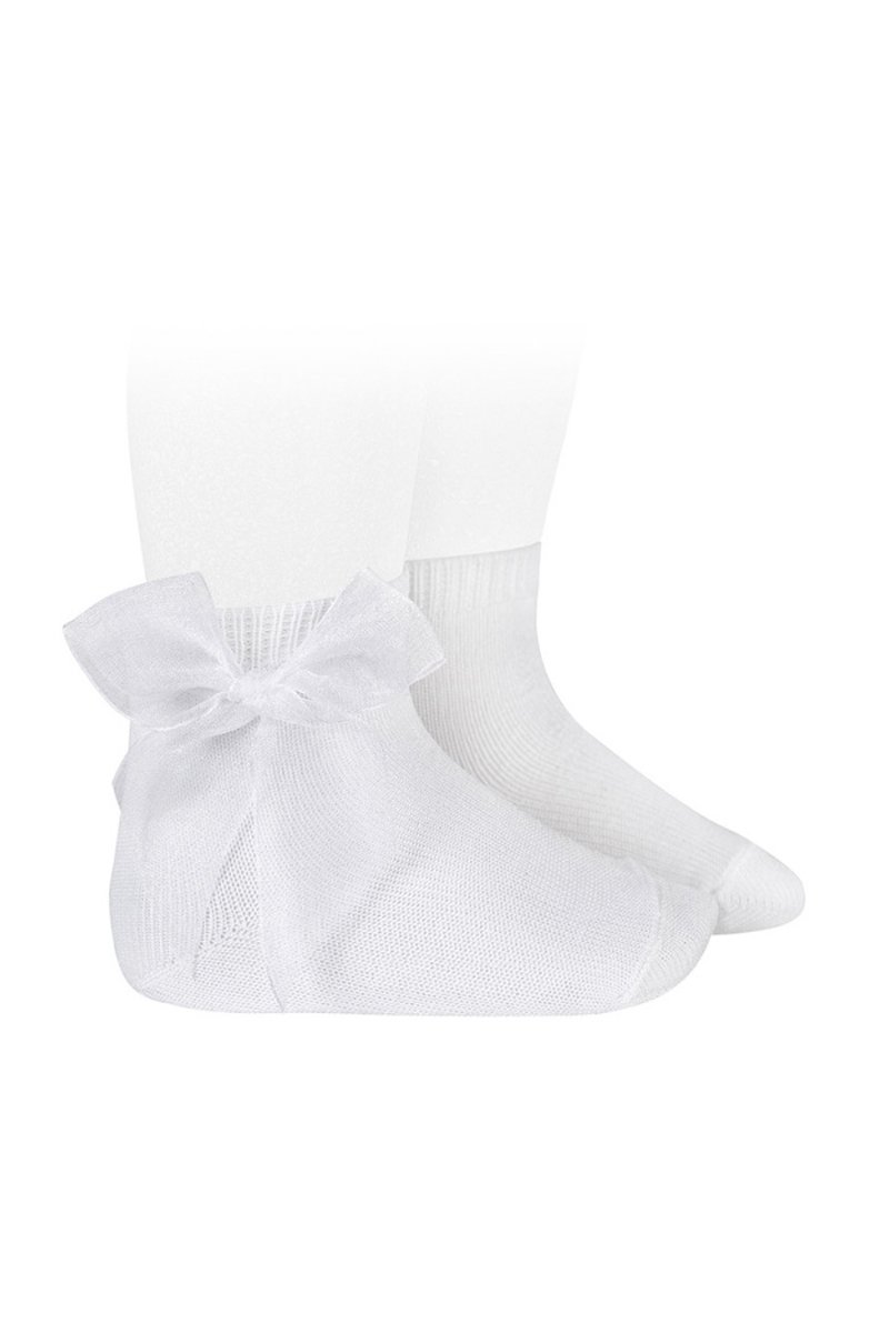 Condor White Tulle Bow Ankle Socks - Millie and John