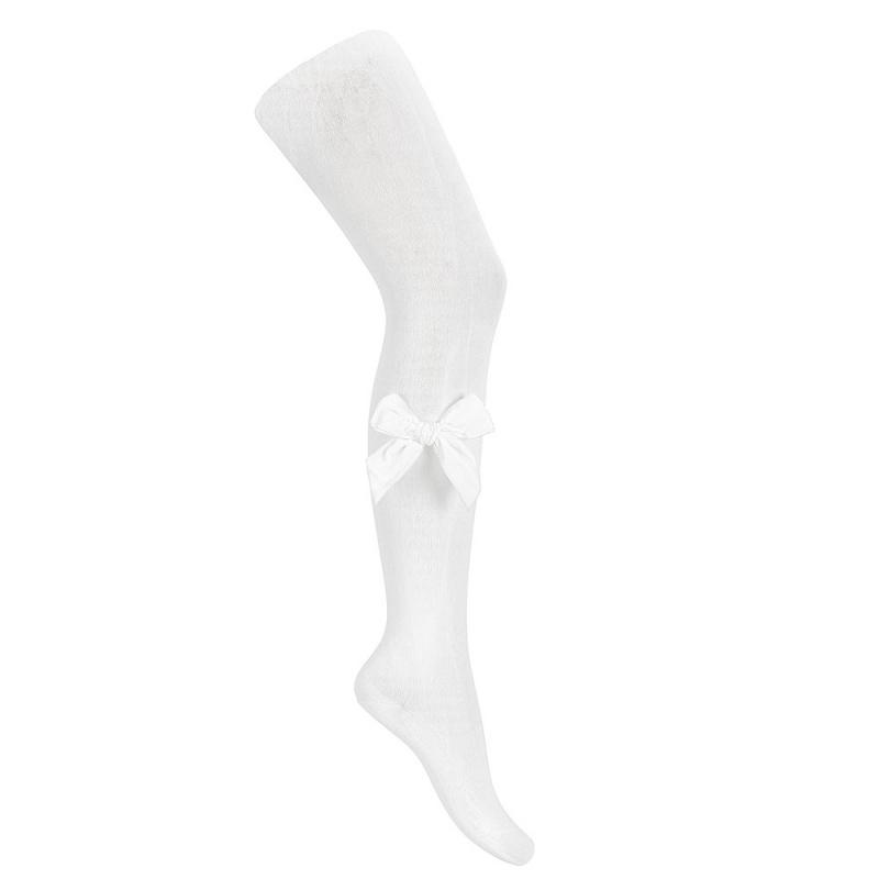 Condor White Velvet Bow Tights - Millie and John