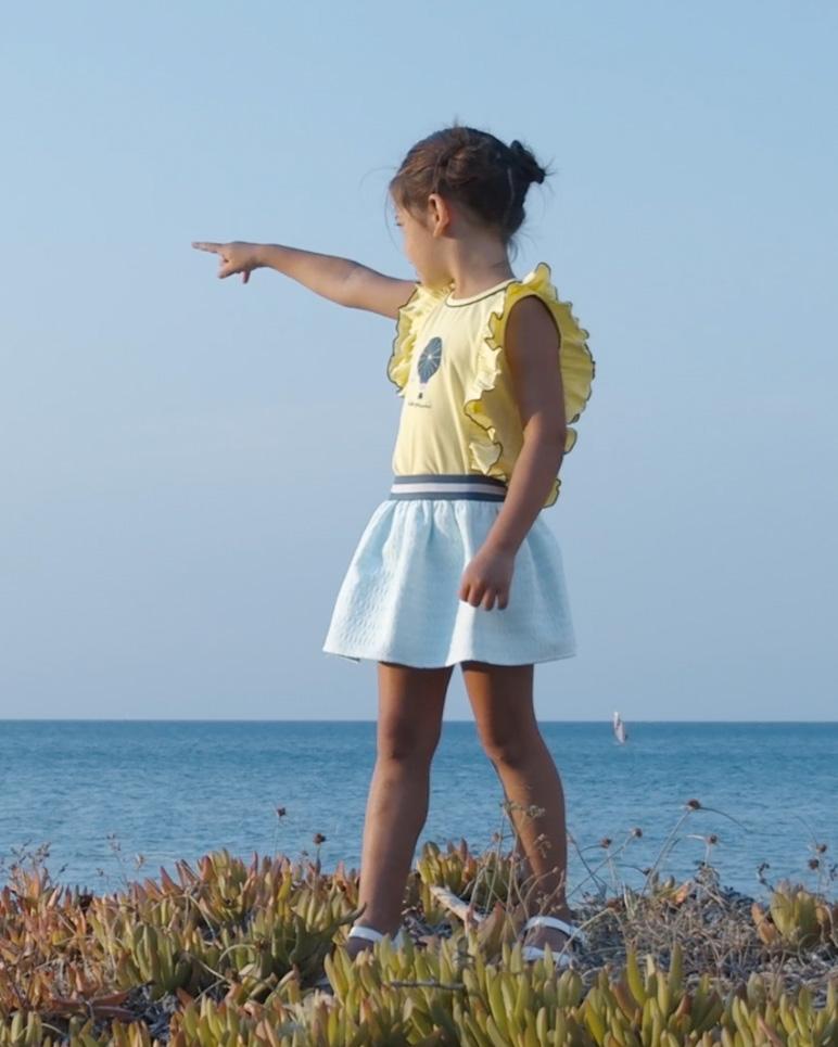 Tutto Piccolo "Constance" Yellow Top & Mint Skirt | Millie and John