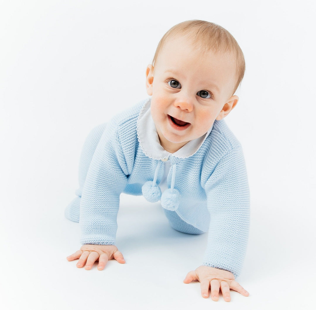 Dandelion Blue Knitted Pom Pom Set - Millie and John