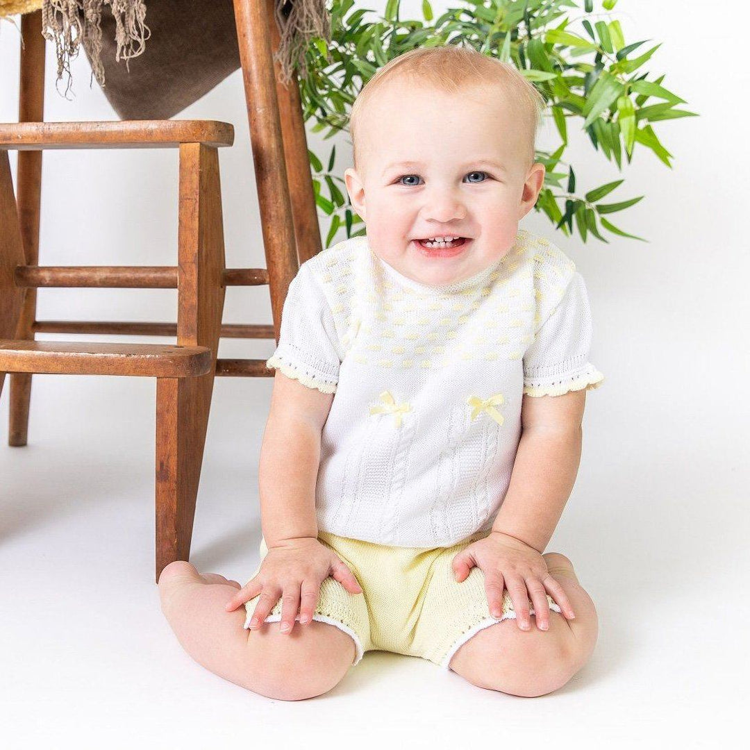 Dandelion Lemon Knitted Top & Bloomers - Millie and John