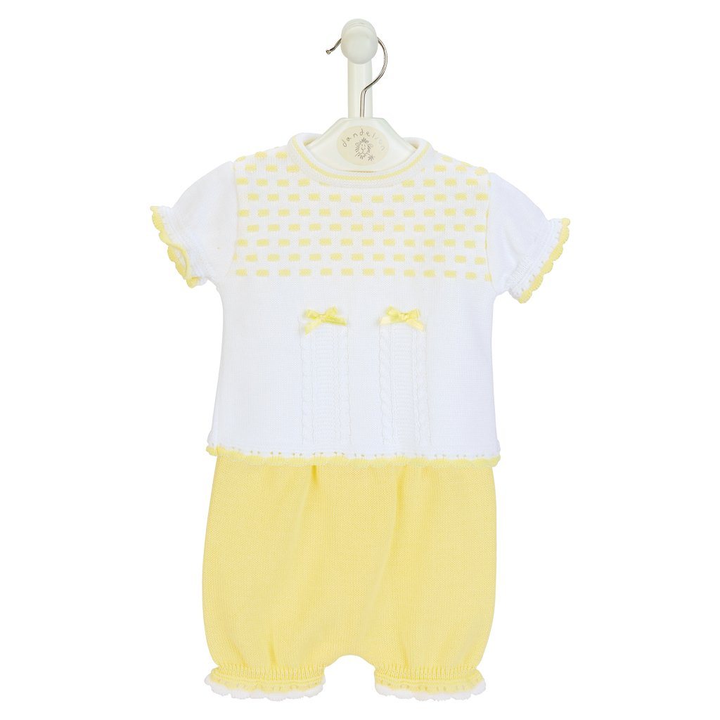 Dandelion Lemon Knitted Top & Bloomers - Millie and John