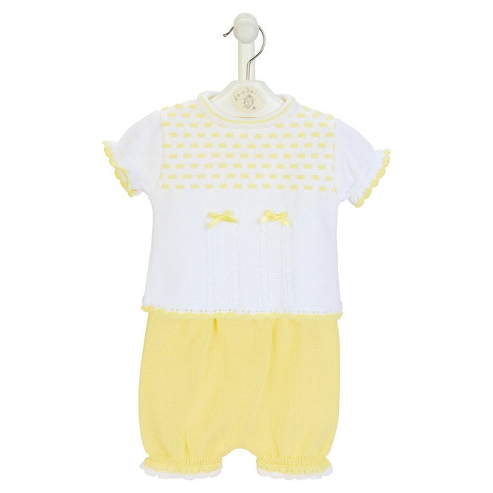 Dandelion Lemon Knitted Top & Bloomers - Millie and John