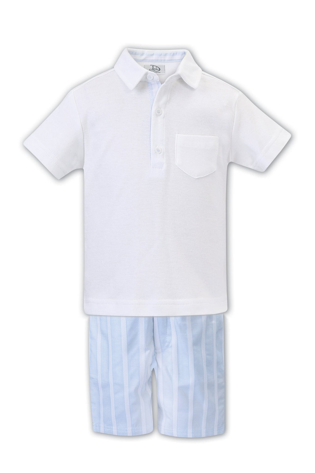 Dani "Jacob" White & Blue Striped Shorts & Polo Shirt - Millie and John