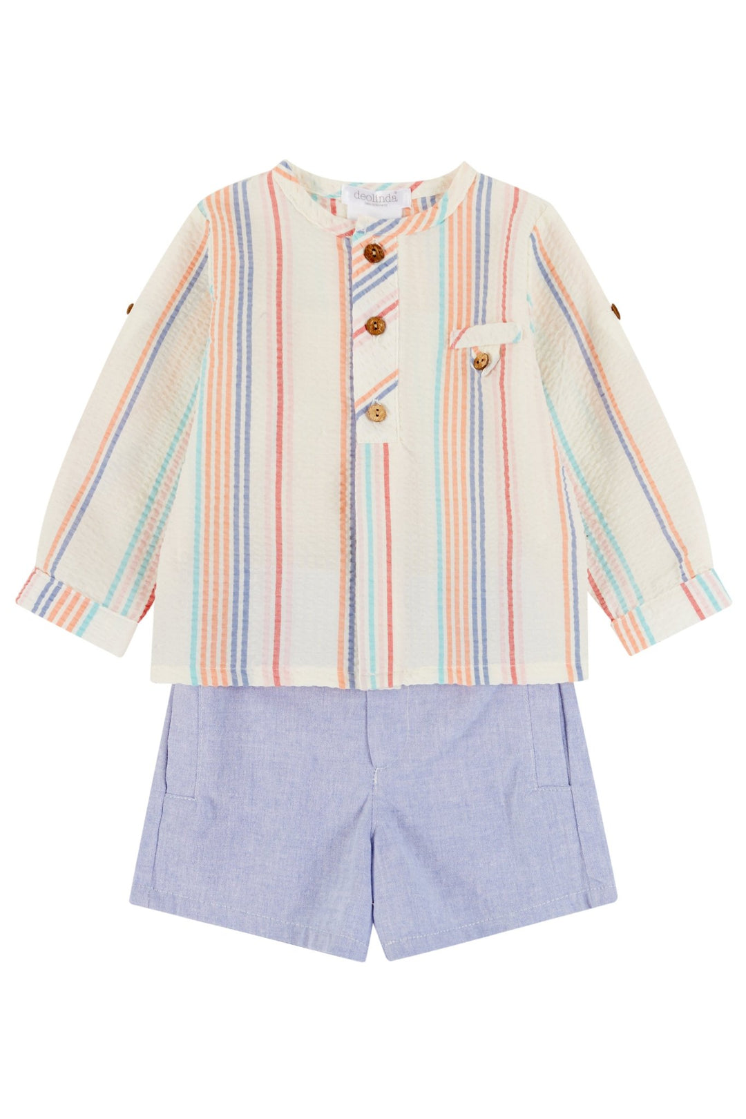 Deolinda "Amadeus" Striped Shirt & Dusky Blue Shorts - Millie and John