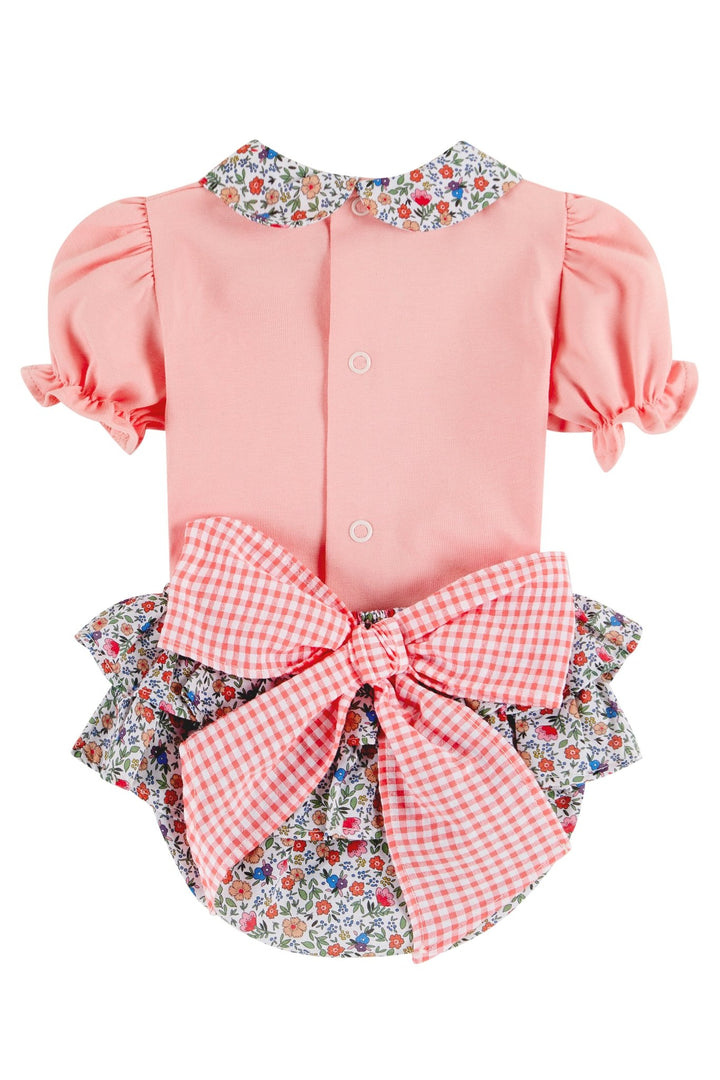 Deolinda "Georgiana" Coral Floral Blouse & Bloomers - Millie and John