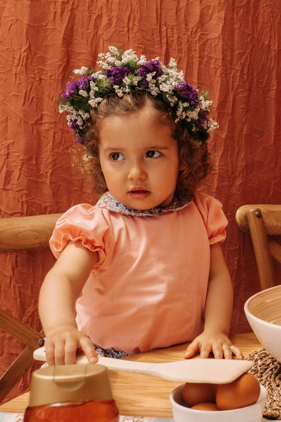 Deolinda "Georgiana" Coral Floral Blouse & Bloomers - Millie and John