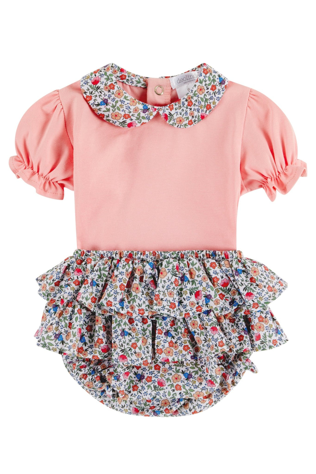 Deolinda "Georgiana" Coral Floral Blouse & Bloomers - Millie and John