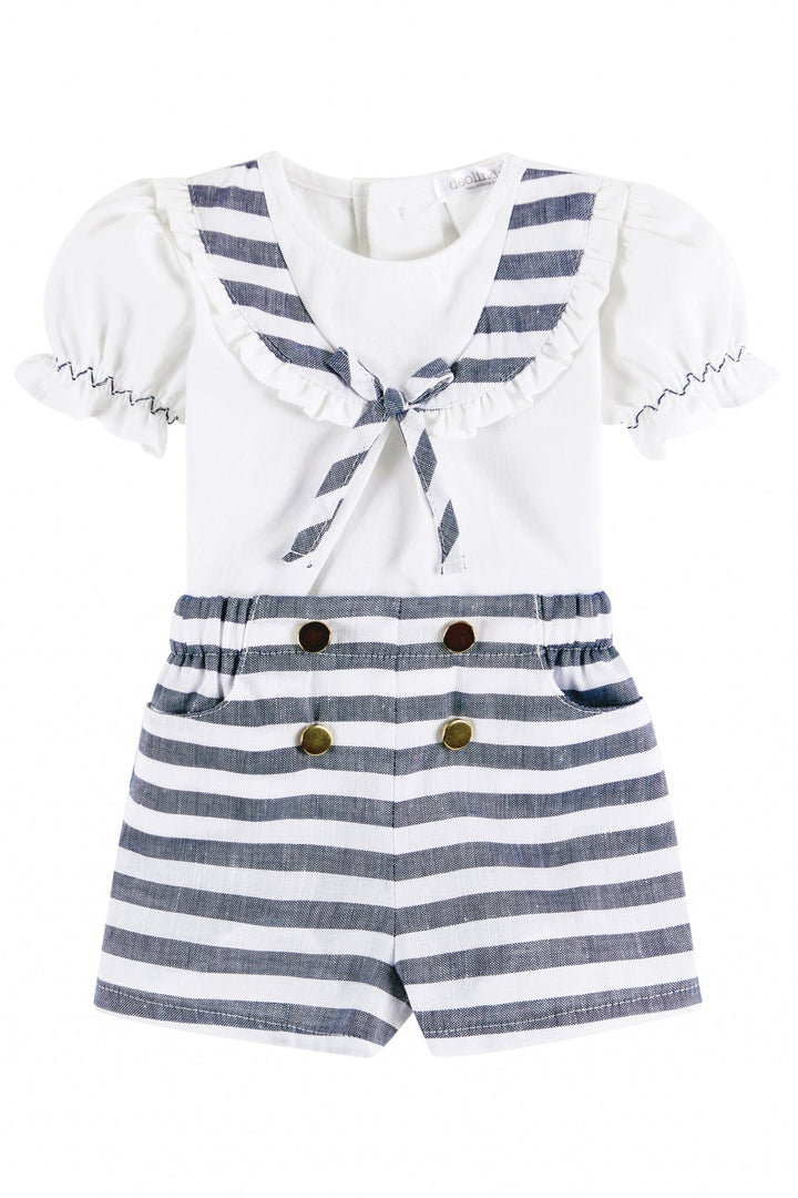 Deolinda "Margot" Sailor Blouse & Navy Striped Shorts - Millie and John