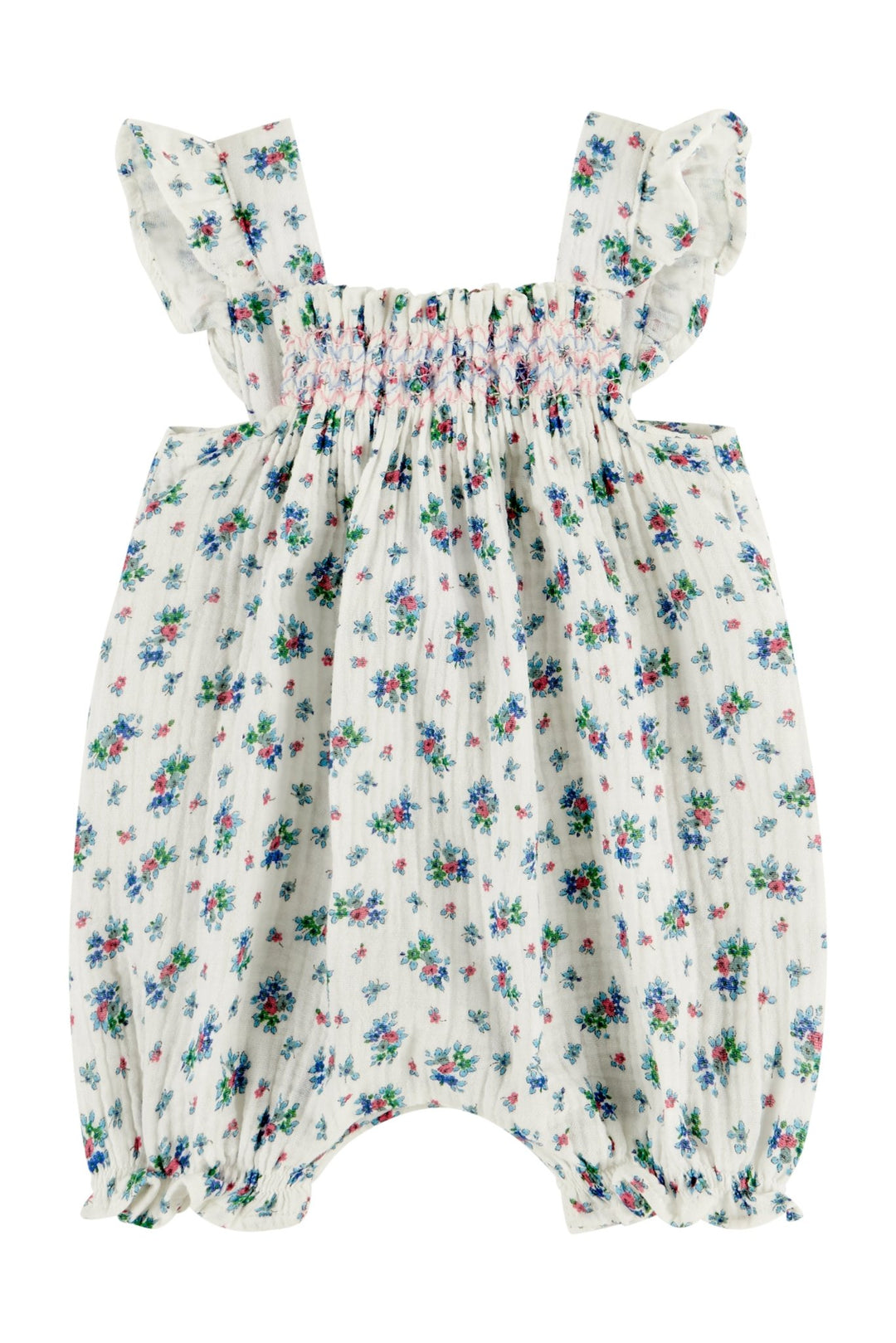 Deolinda "Miriam" Dusky Blue Floral Romper - Millie and John