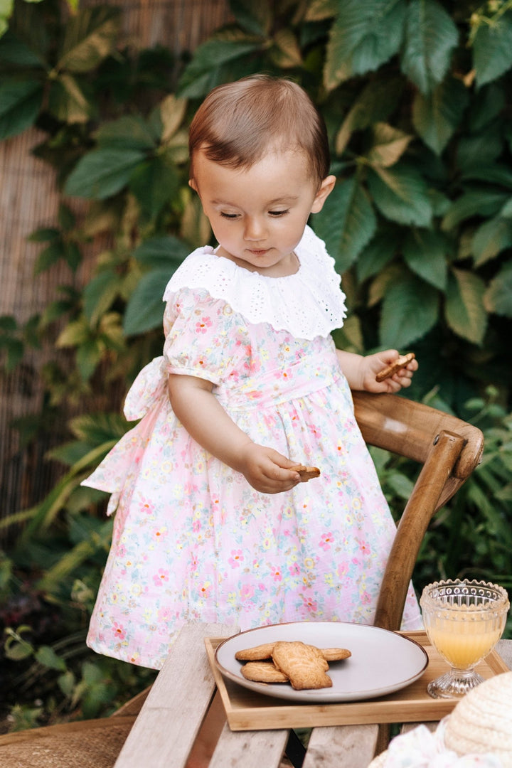 Deolinda "Sabina" Pink & Lemon Floral Dress - Millie and John