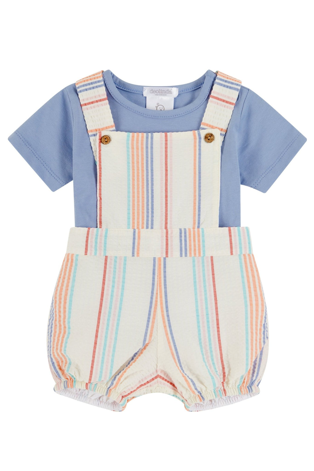 Deolinda "Zane" Dusky Blue Top & Striped Dungaree - Millie and John