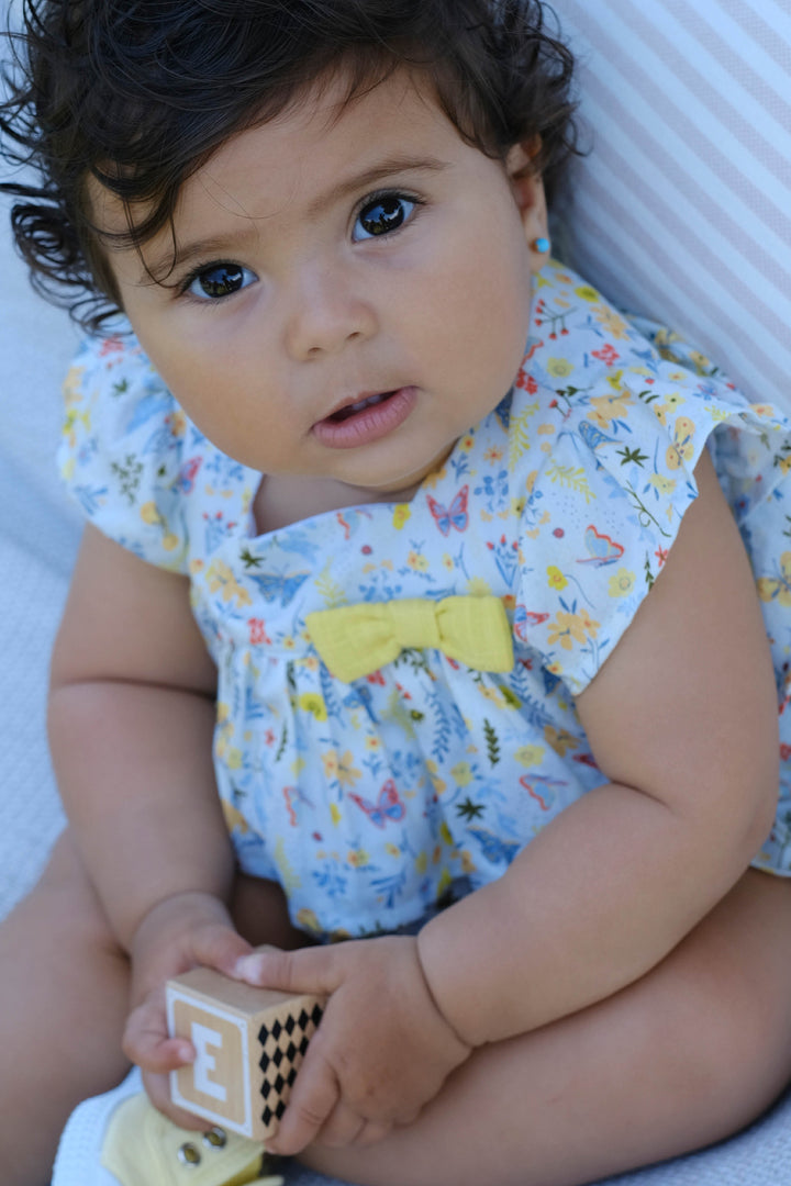 Tutto Piccolo "Carmen" Blue & Yellow Floral Blouse & Bloomers | Millie and John