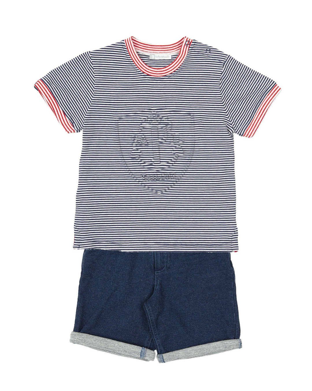 Tutto Piccolo "Elliott" Navy Striped T-Shirt & Shorts | Millie and John