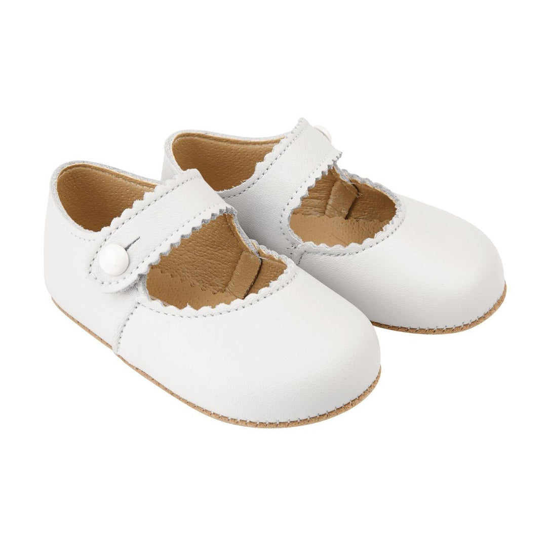 Early Days "Emma" White Leather Shoes | Millie and John