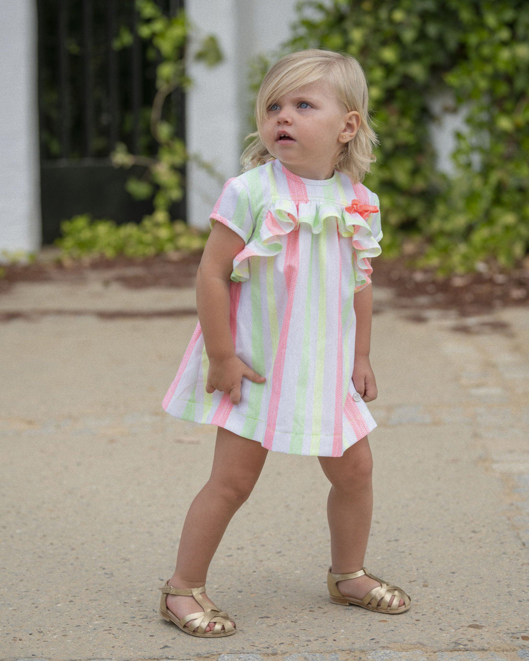 José Varón "Evalina" Neon Stripe Dress & Bloomers | Millie and John