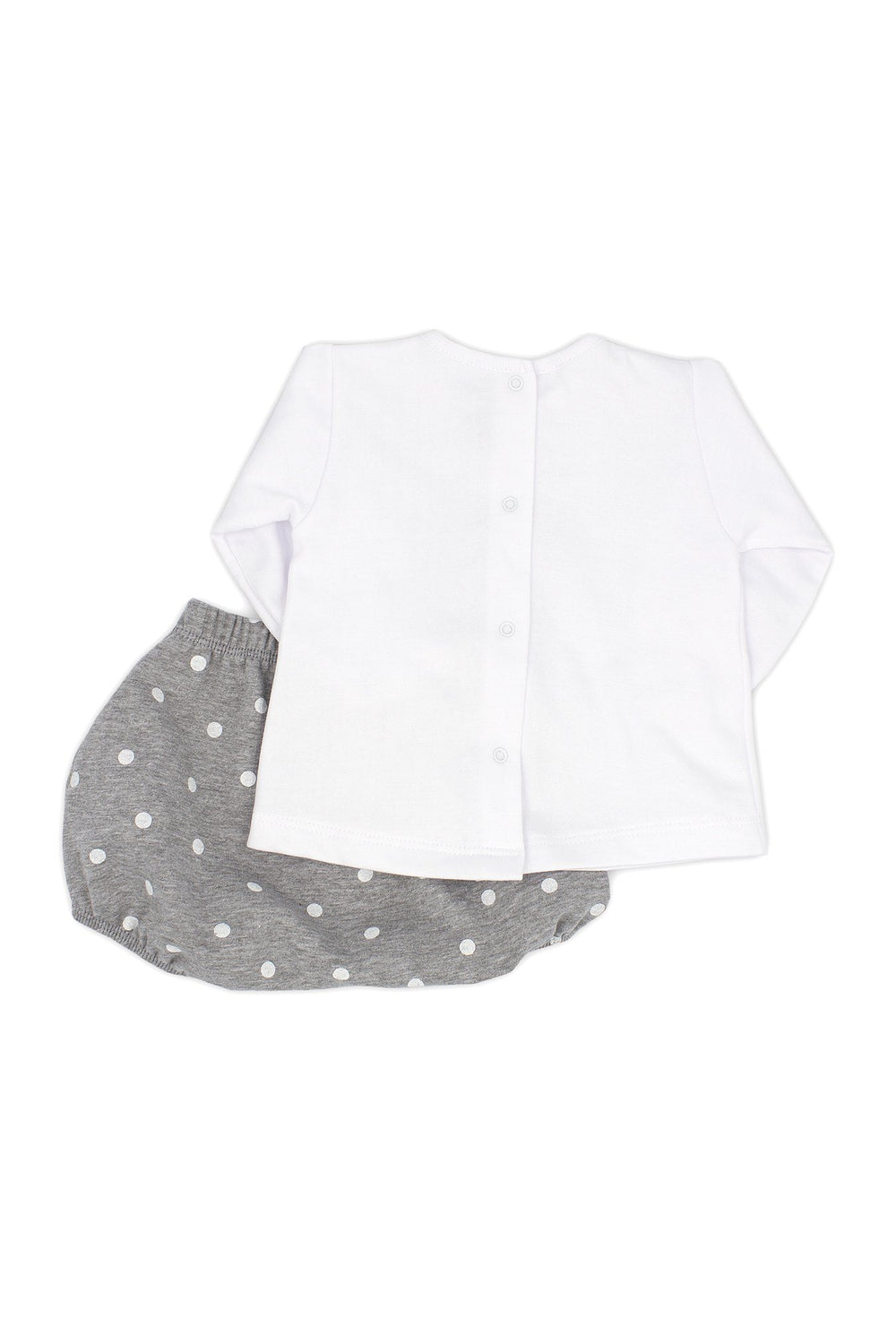 Rapife "Evangeline" White & Grey Heart Top & Bloomers | Millie and John