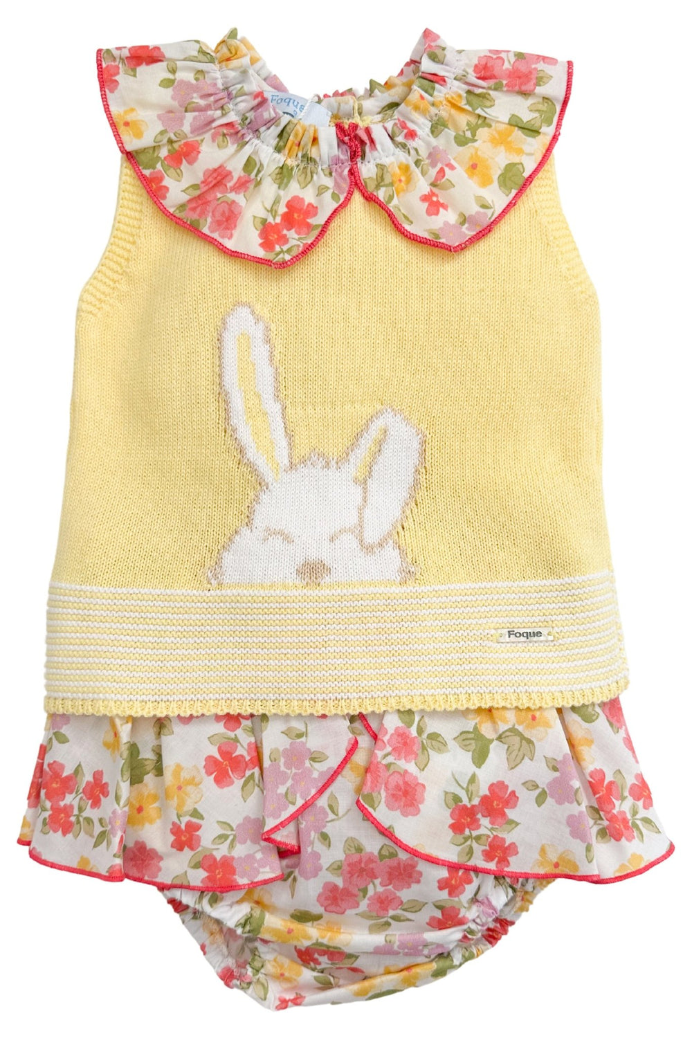 Foque "Agnes" Lemon Knit Bunny Top & Bloomers - Millie and John