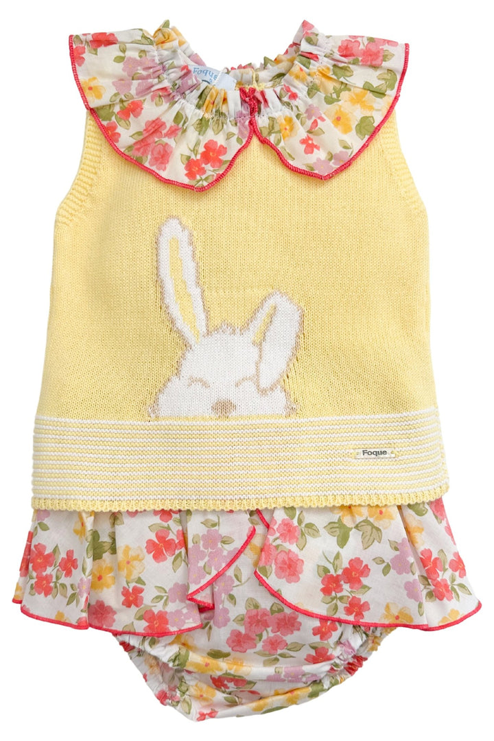 Foque "Agnes" Lemon Knit Bunny Top & Bloomers - Millie and John