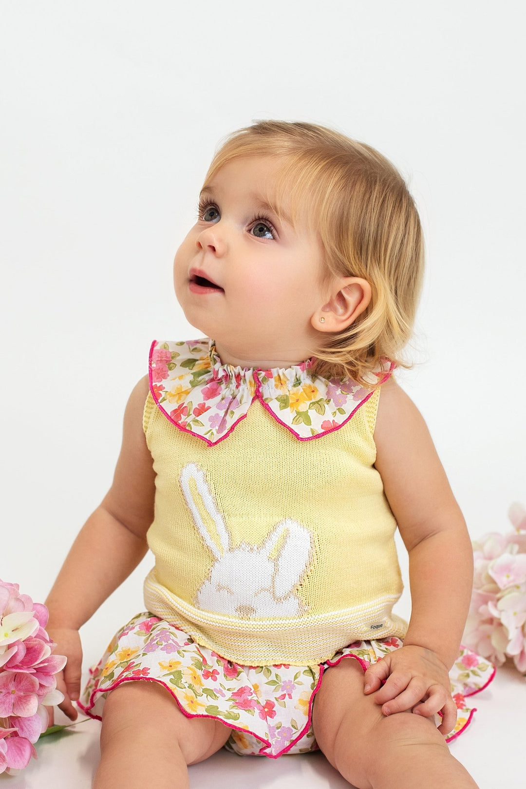 Foque "Agnes" Lemon Knit Bunny Top & Bloomers - Millie and John