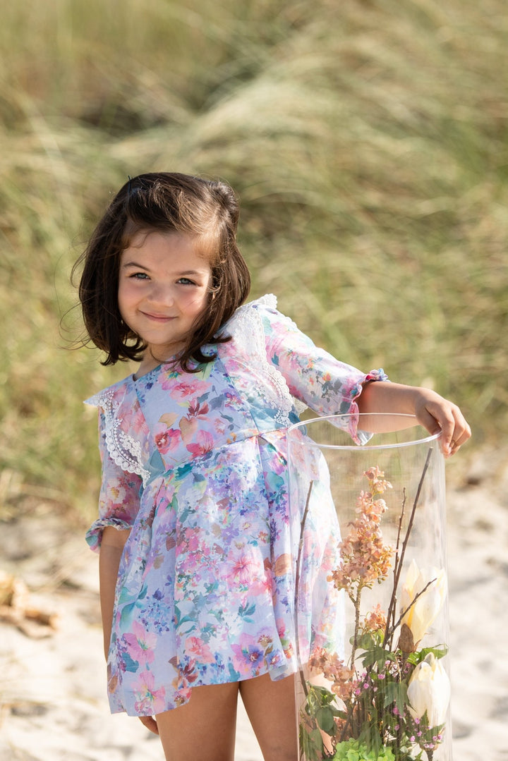 Foque "Anastasia" Purple Floral Lace Dress - Millie and John