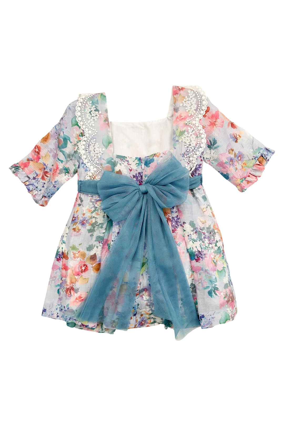 Foque "Anastasia" Purple Floral Lace Dress - Millie and John