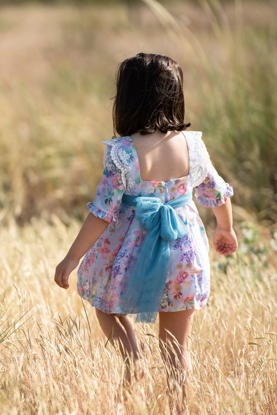 Foque "Anastasia" Purple Floral Lace Dress - Millie and John