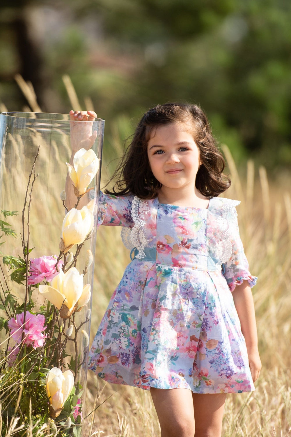 Foque "Anastasia" Purple Floral Lace Dress - Millie and John