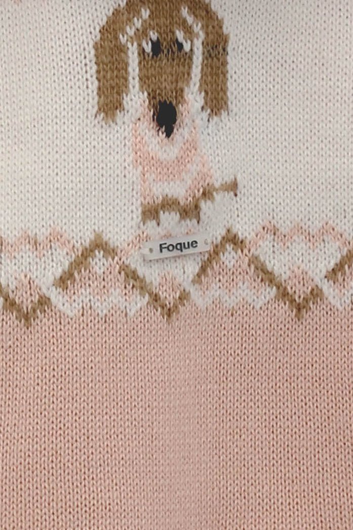 Foque "Astrid" Peach Knit Sausage Dog Top & Bloomers - Millie and John