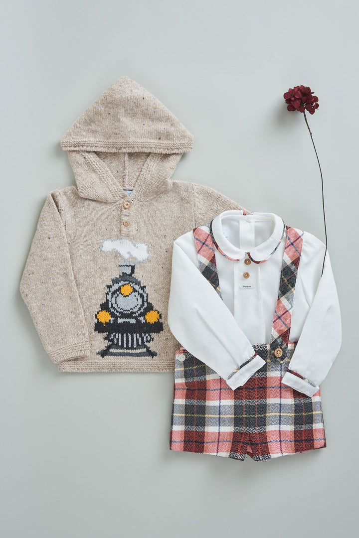 Foque "Edward" Beige Knit Train Hoodie - Millie and John