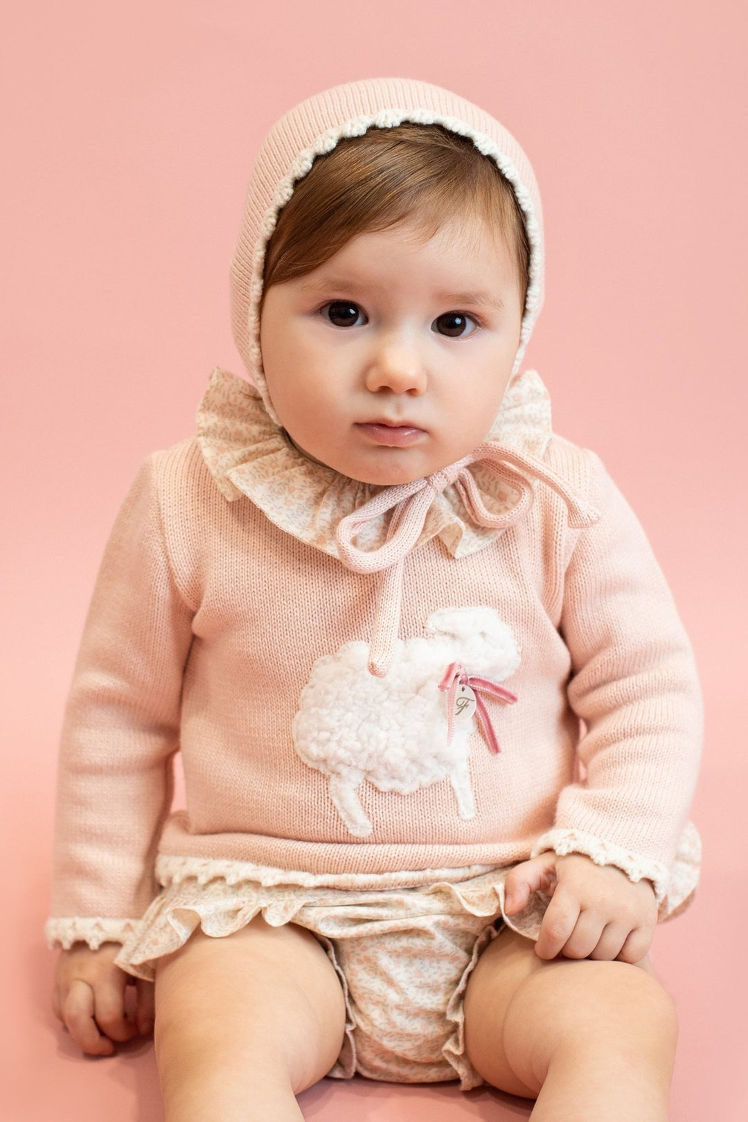 Foque "Georgia" Peach Cashmere Sheep Top & Bloomers - Millie and John