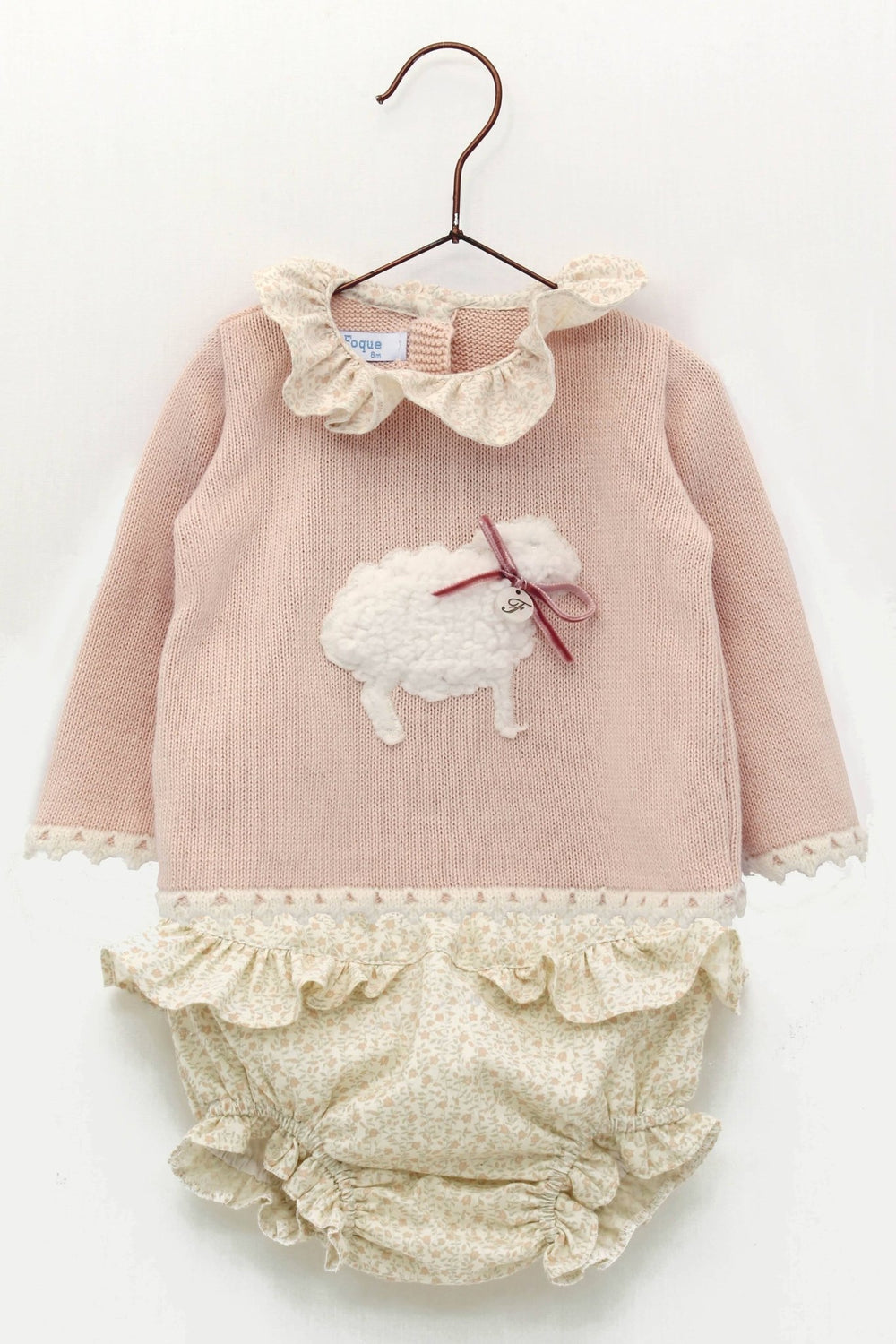 Foque "Georgia" Peach Cashmere Sheep Top & Bloomers - Millie and John