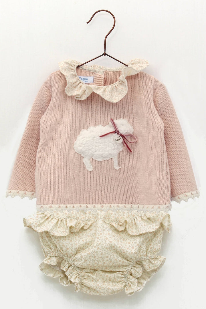 Foque "Georgia" Peach Cashmere Sheep Top & Bloomers - Millie and John