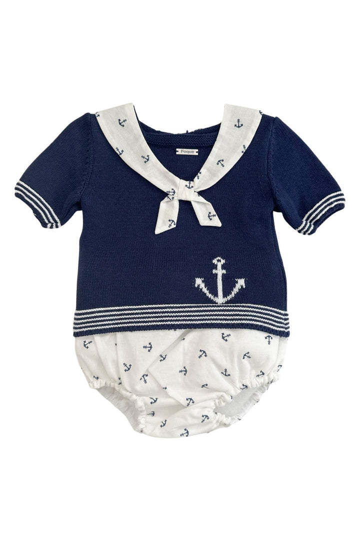 Foque "Jacques" Navy Knit Sailor Top & Jam Pants - Millie and John