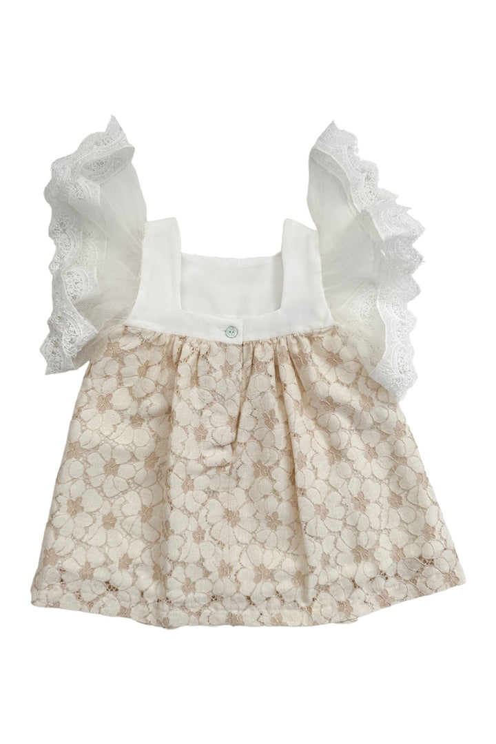 Foque "Lilly" Beige Lace Dress & Bloomers - Millie and John