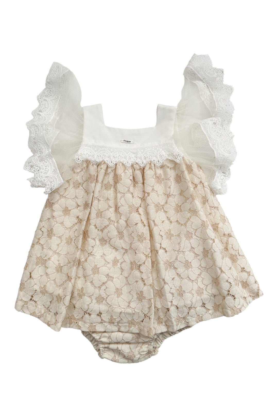 Foque "Lilly" Beige Lace Dress & Bloomers - Millie and John