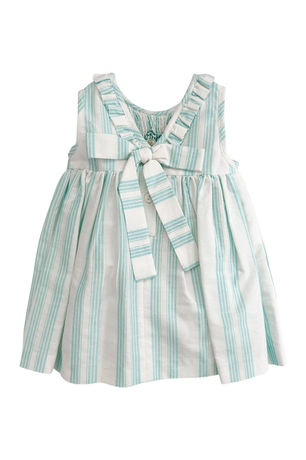 Foque "Matilda" Turquoise Striped Smocked Dress - Millie and John