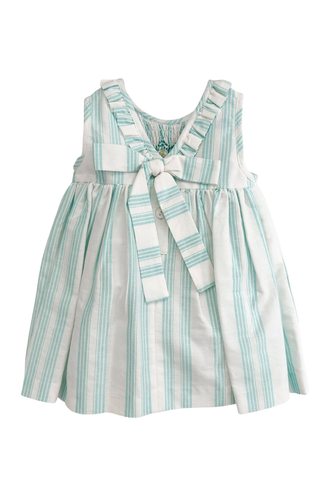 Foque "Matilda" Turquoise Striped Smocked Dress - Millie and John