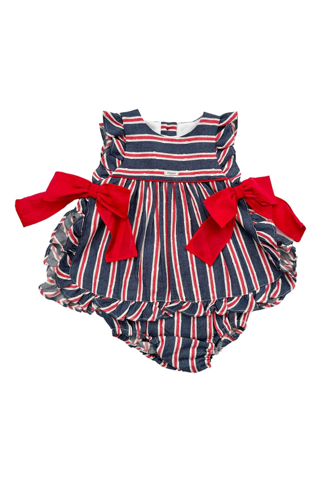 Foque "Roma" Navy & Red Striped Dress & Bloomers - Millie and John