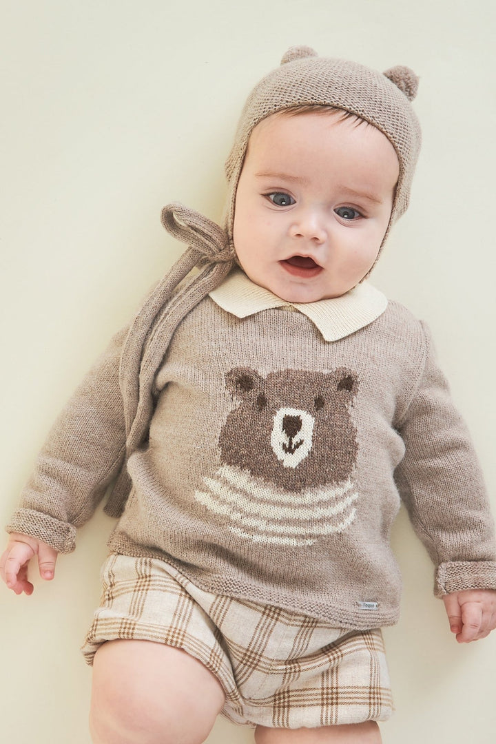 Foque Teddy Bear Knit Bonnet - Millie and John