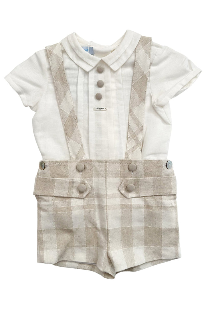 Foque "Tommy" Shirt & Beige Check Shorts - Millie and John
