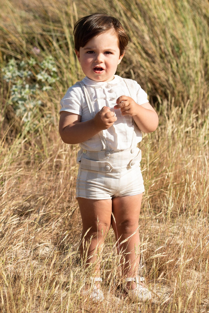 Foque "Tommy" Shirt & Beige Check Shorts - Millie and John