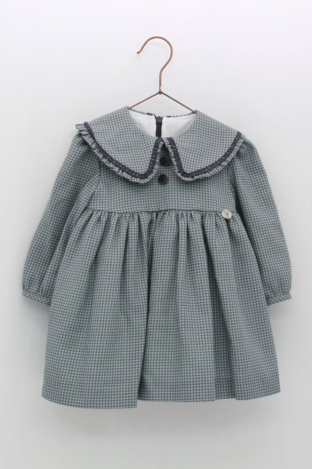 Foque "Vita" Moss & Grey Checked Dress - Millie and John