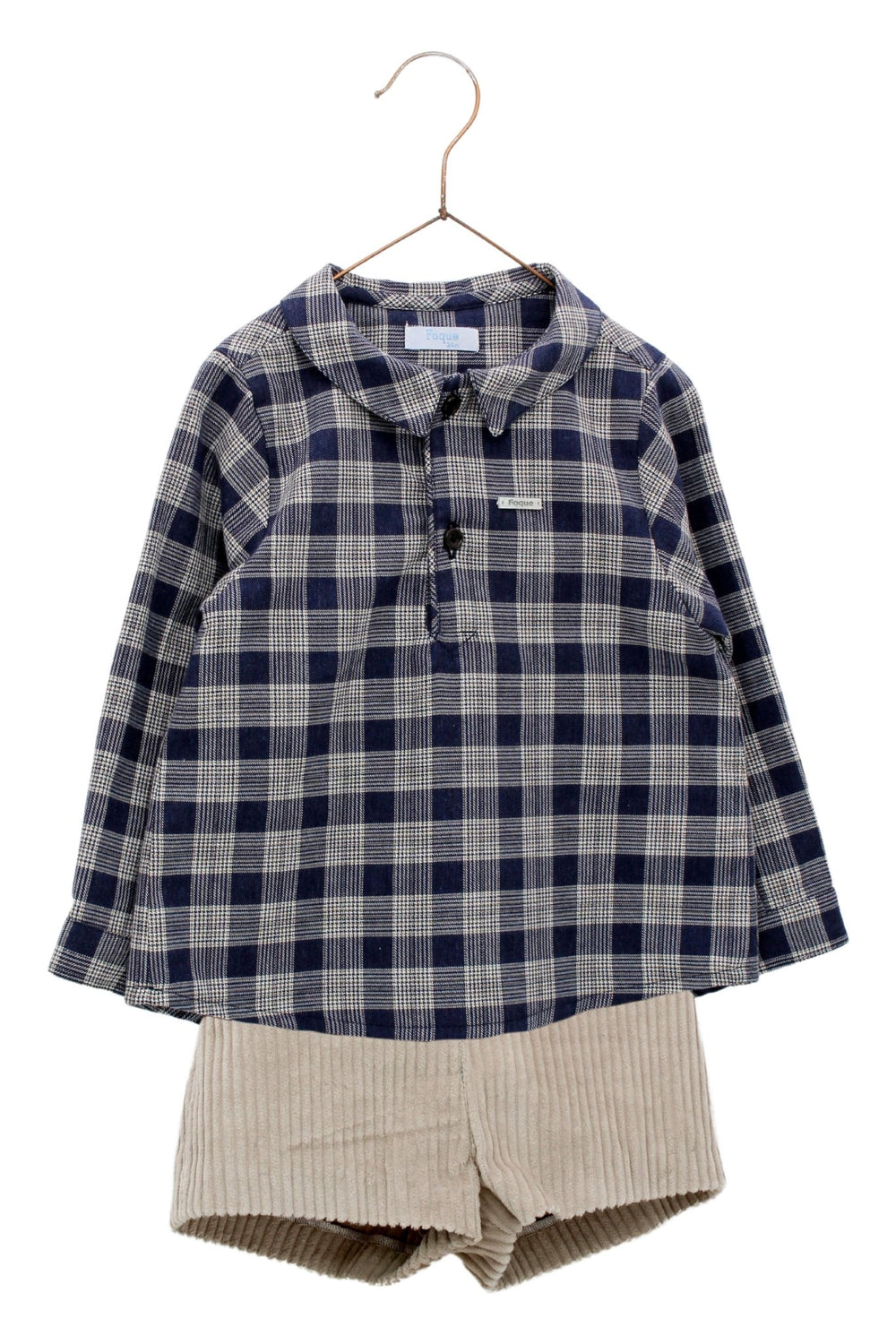 Foque "Wilbur" Navy Tartan Shirt & Cord Shorts - Millie and John