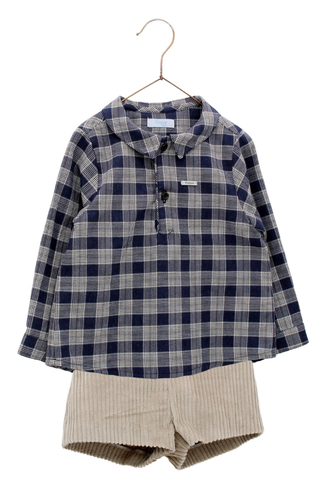 Foque "Wilbur" Navy Tartan Shirt & Cord Shorts - Millie and John